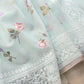 Pastel Blue Multicolor Thread Work Rose Design Embroidered Organza Saree