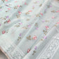 Pastel Blue Multicolor Thread Work Rose Design Embroidered Organza Saree