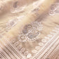 Pastel Peach Thread Work Floral Design Embroidered Organza Saree