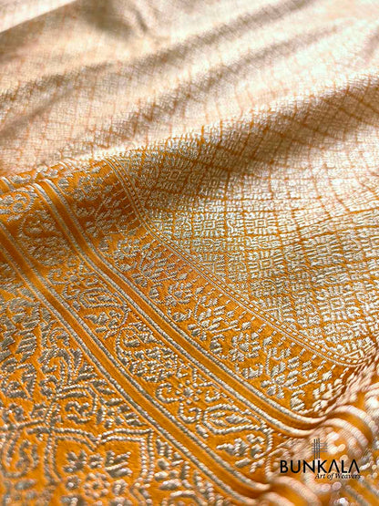 Mustard Yellow Brocade Weaved Banarasi Mashru Silk Saree