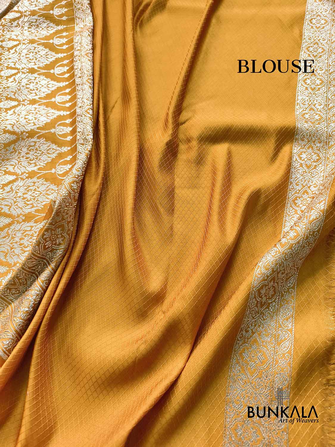 Mustard Yellow Brocade Weaved Banarasi Mashru Silk Saree