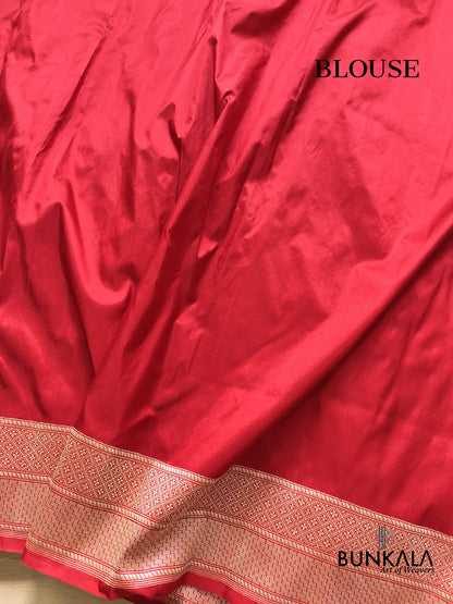 Kimkhwab Bridal Red Multi Meena Kadwa Handweaved Brocade Banarasi Pure Katan Silk Saree