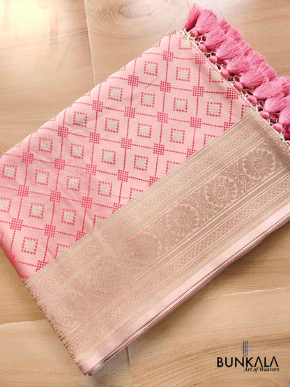 Light Pink Mashru Silk Banarasi Saree