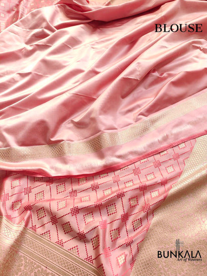 Light Pink Mashru Silk Banarasi Saree