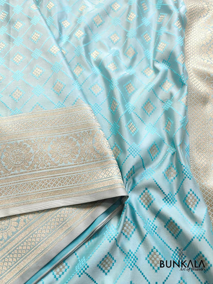 Light Blue Mashru Silk Banarasi Saree