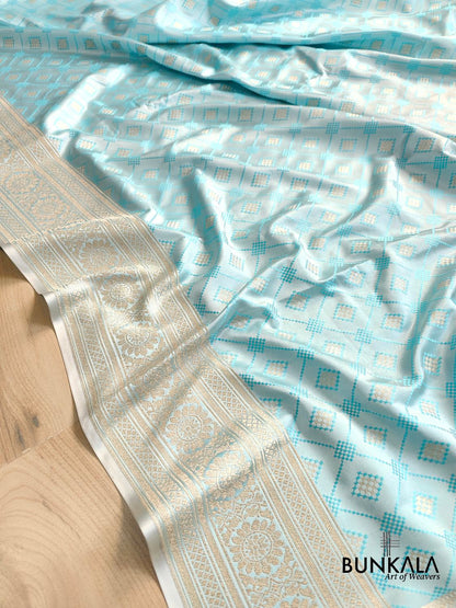 Light Blue Mashru Silk Banarasi Saree