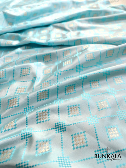 Light Blue Mashru Silk Banarasi Saree