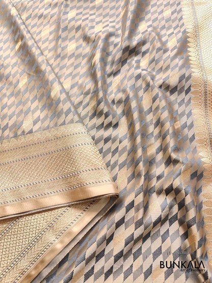 Grey Mashru Silk Banarasi Saree