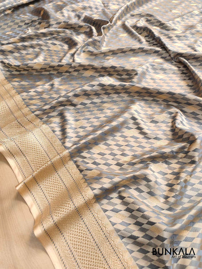 Grey Mashru Silk Banarasi Saree
