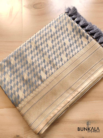 Grey Mashru Silk Banarasi Saree