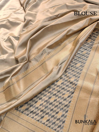 Grey Mashru Silk Banarasi Saree