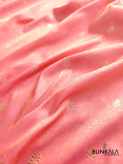 Pink Tanchui Handloom Pure Katan Silk Allover Sona Rupa Small Buti Banarasi Saree