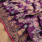Purple Kadwa Handweaved Pure Katan Silk Meenakari Banarasi Saree