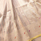 Beige Pure Katan Silk Meenakari Geometrical Design Resham Tanchui Body Handloom Banarasi Saree