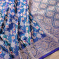 Blue and Green Two Tone Pure Katan Silk Sona Rupa Floral Jaal Design Meenakari Handwoven Banarasi Saree