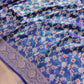 Blue and Green Two Tone Pure Katan Silk Sona Rupa Floral Jaal Design Meenakari Handwoven Banarasi Saree