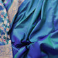 Blue and Green Two Tone Pure Katan Silk Sona Rupa Floral Jaal Design Meenakari Handwoven Banarasi Saree