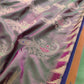 Pink and Green Peacock Motifs Banarasi Pure Katan Silk Handloom Saree
