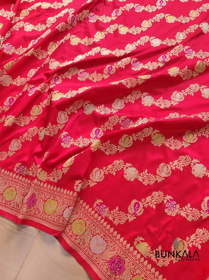 Bridal Red Meenakari Banarasi Pure Katan Silk Handloom Saree