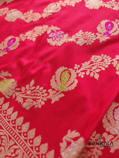 Bridal Red Meenakari Banarasi Pure Katan Silk Handloom Saree