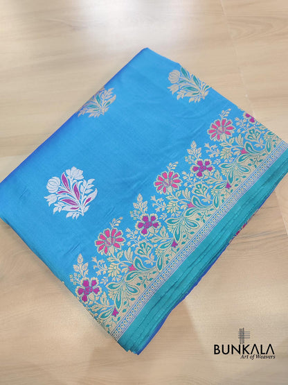 Blue Buta Banarasi Pure Kata Silk Handloom Saree