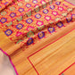 Red Floral Jaal Meenakari Handloom Banarasi Organza Saree
