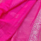 Off White and Pink Allover Silver Zari Buti Handloom Banarasi Pure Khaddi Chiffon Saree