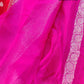Red and Pink Allover Silver Zari Buti Handloom Banarasi Pure Khaddi Chiffon Saree