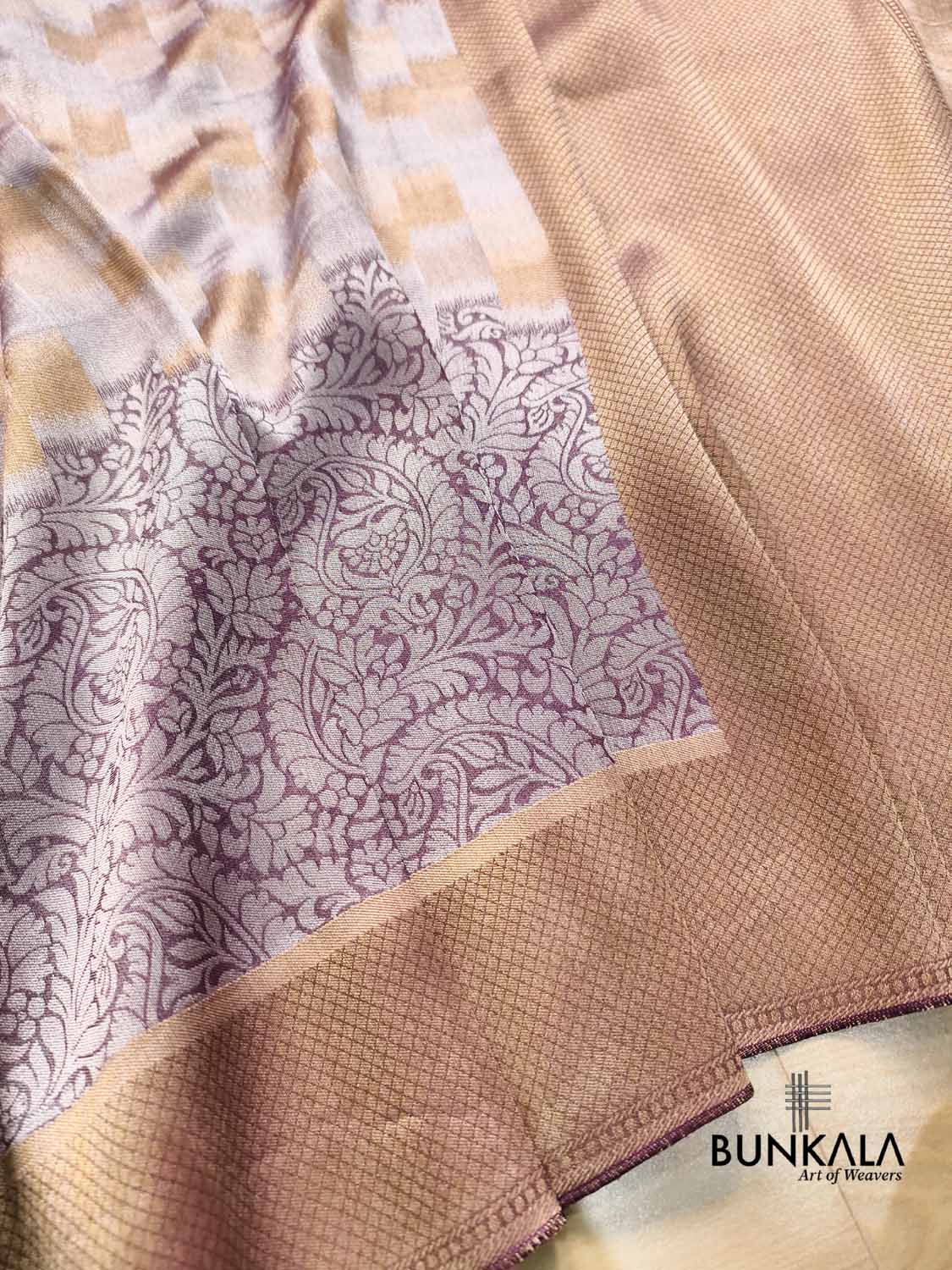 Wine Half and Half Resham Tanchui Banarasi Silk Saree