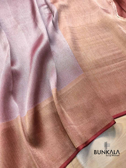 Maroon Red Plain Banarasi Resham Silk Saree