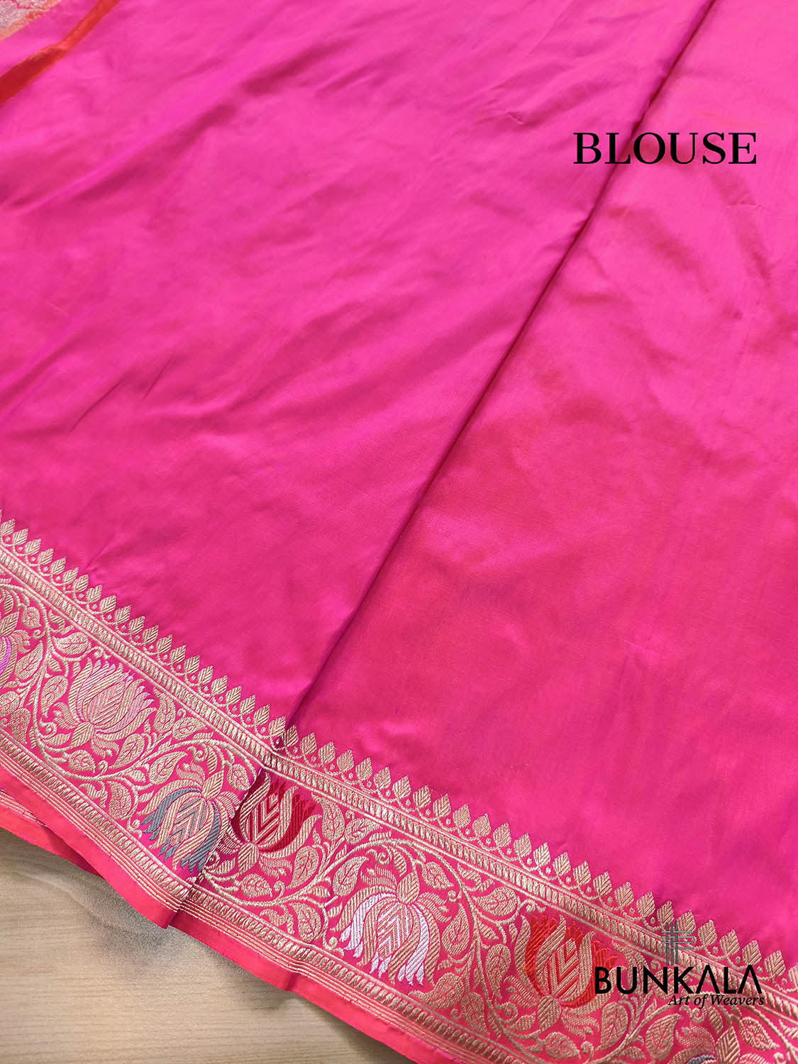 Dual Pink Shade Jangla Meenakari Stripe Kadwa Handweaved Banarasi Pure Katan Silk Saree