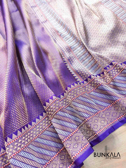 Purple Brocade Tanchui Sona Rupa Kadwa Handloom Banarasi Pure Katan Silk Saree