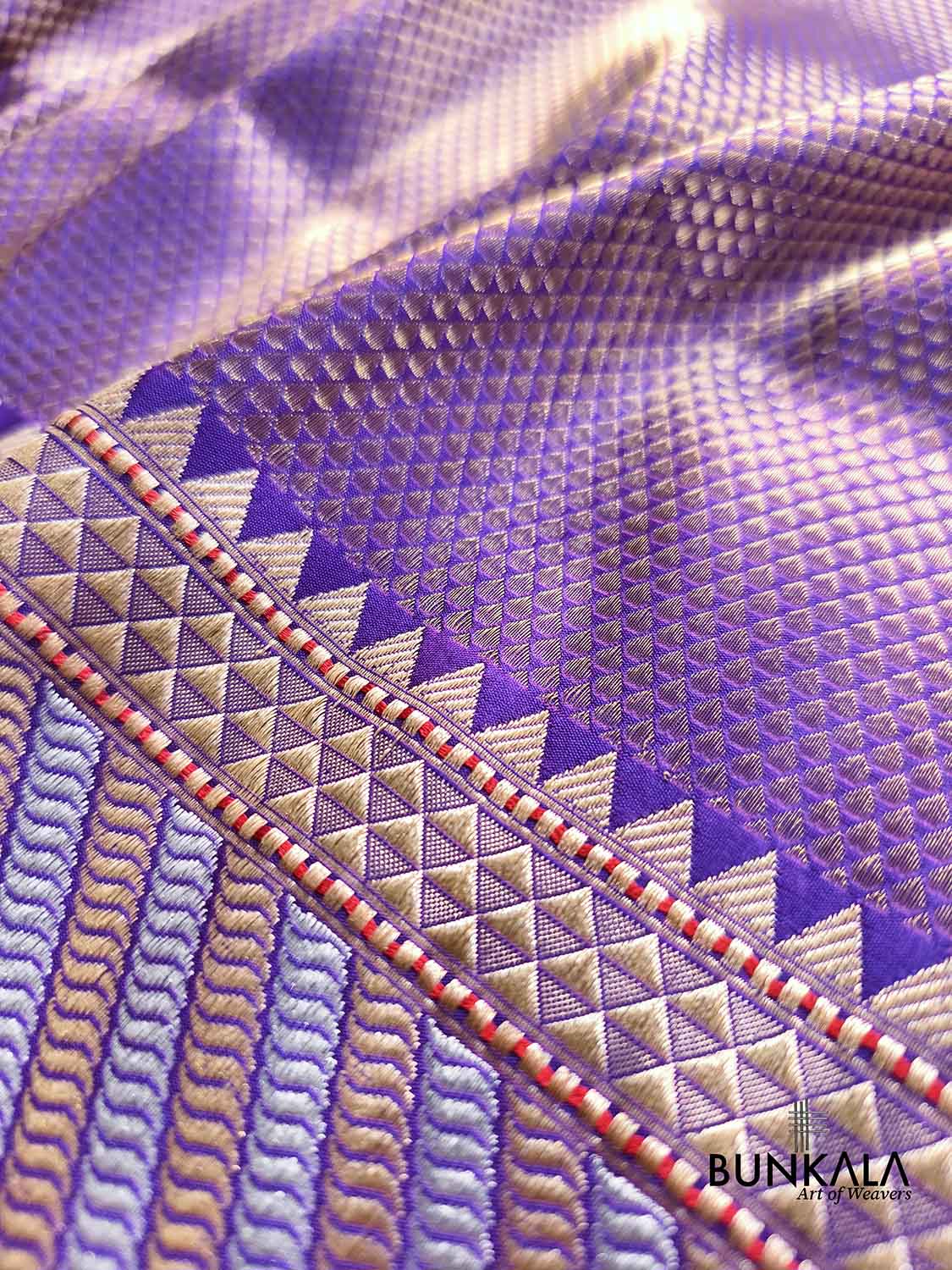 Purple Brocade Tanchui Sona Rupa Kadwa Handloom Banarasi Pure Katan Silk Saree