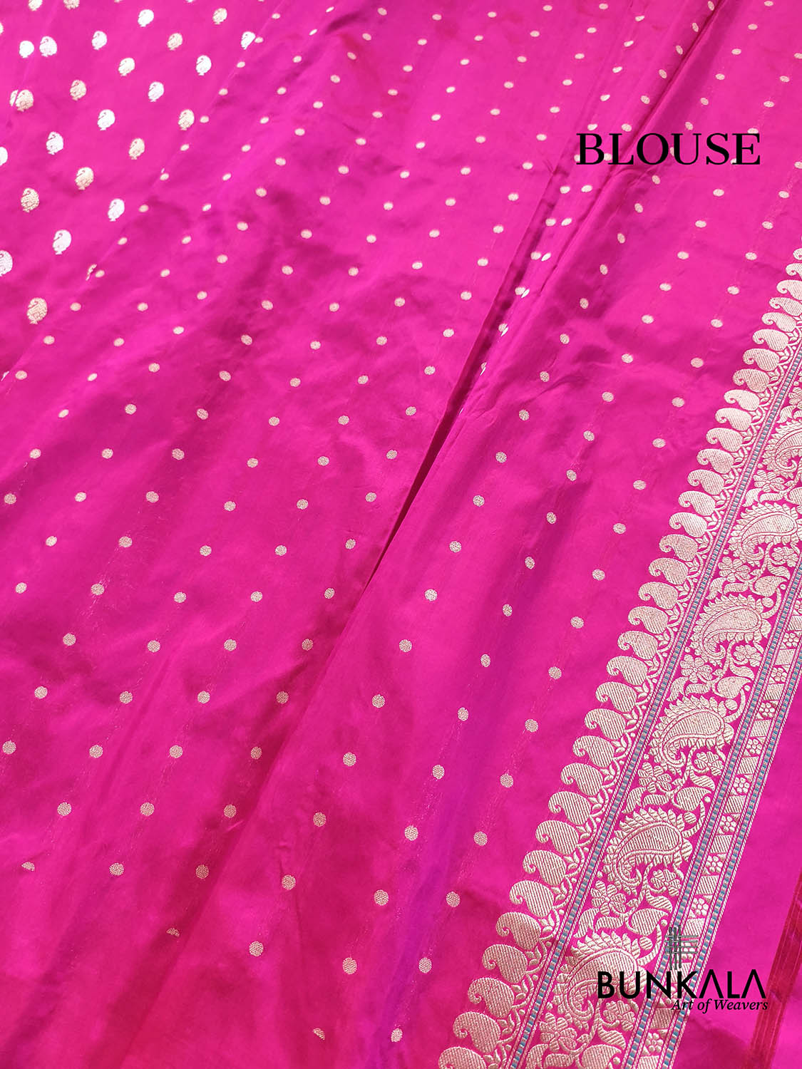 Gulabi Pink Sona Rupa Paisley Buti Kadwa Handweaved Banarasi Pure Katan Silk Saree