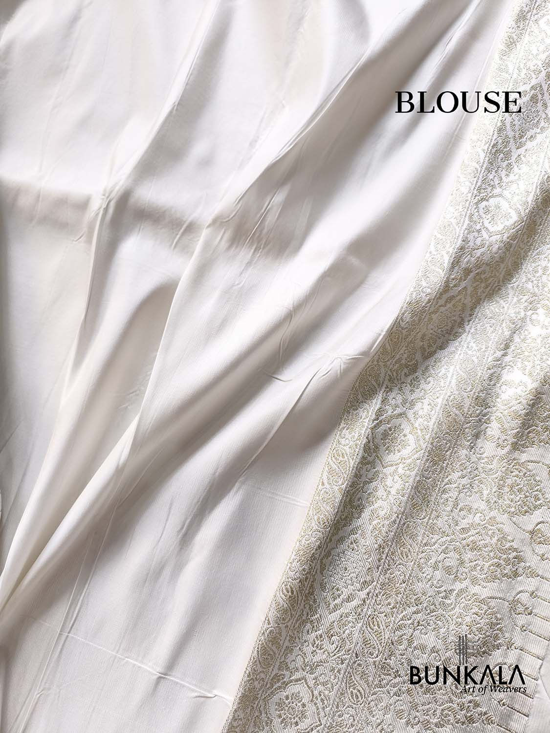 Pastel Ivory Brocade Weaved Banarasi Mashru Silk Saree