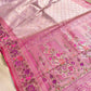 Lavender Geometric Body Floral Meenakari Border Banarasi Silk Saree