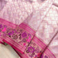 Lavender Geometric Body Floral Meenakari Border Banarasi Silk Saree