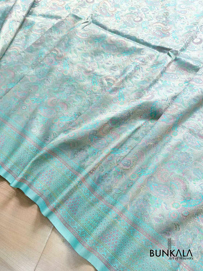 Pastel Blue Kimkhab Brocade Meenakari Banarasi Silk Saree