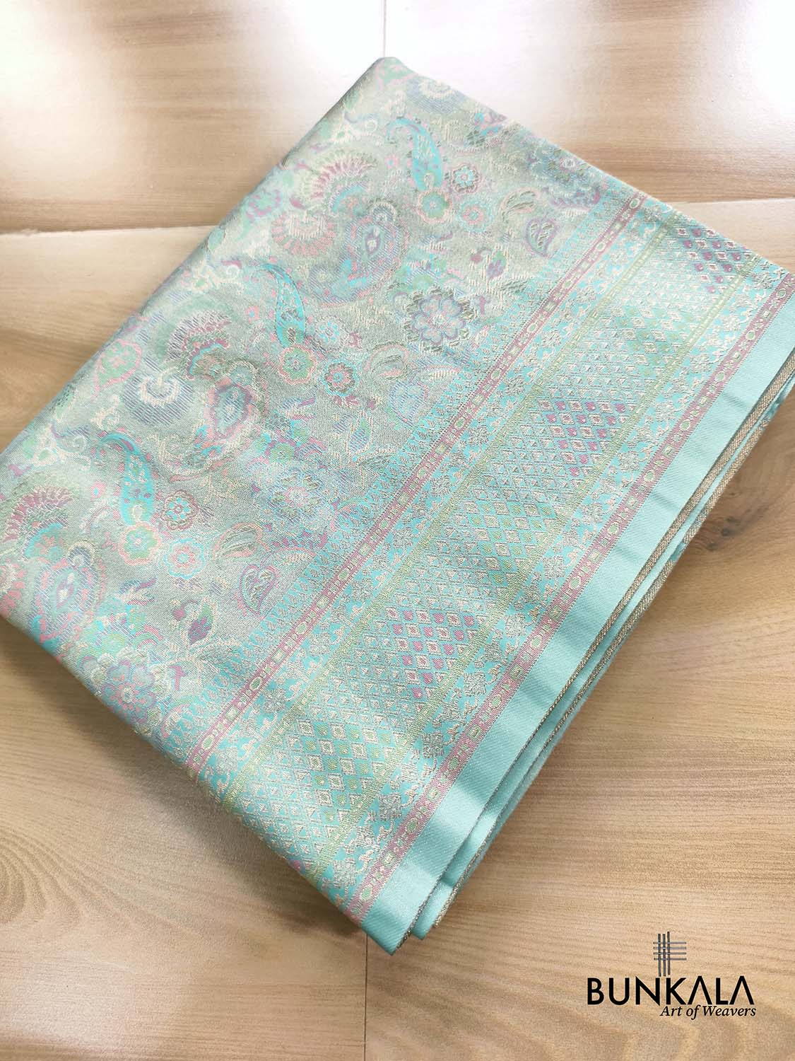 Pastel Blue Kimkhab Brocade Meenakari Banarasi Silk Saree