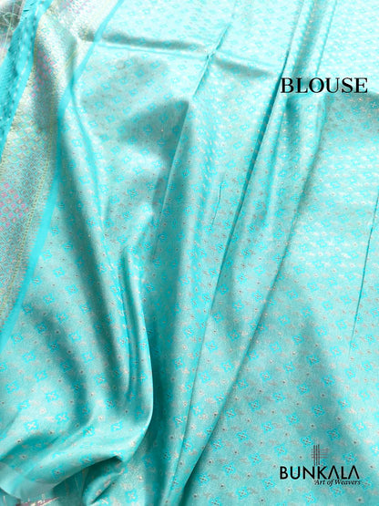 Pastel Blue Kimkhab Brocade Meenakari Banarasi Silk Saree