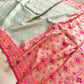 Pastel Green Zig Zag Meenakari Border Banarasi Silk Saree