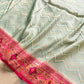 Pastel Green Zig Zag Meenakari Border Banarasi Silk Saree