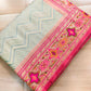 Pastel Green Zig Zag Meenakari Border Banarasi Silk Saree