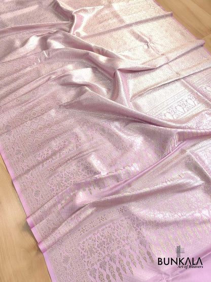 Majestic Plum Lavender Mashru Silk Banarasi Saree