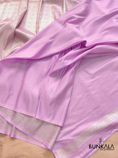 Majestic Plum Lavender Mashru Silk Banarasi Saree