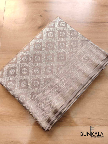 Grey Mashru Silk Banarasi Saree