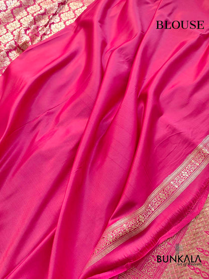Dark Rani Pink Mashru Silk Banarasi Saree