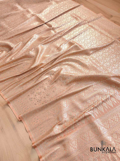 Peach Pink Mashru Silk Banarasi Saree