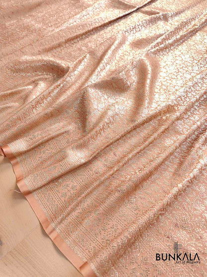 Peach Pink Mashru Silk Banarasi Saree
