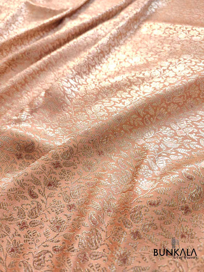 Peach Pink Mashru Silk Banarasi Saree